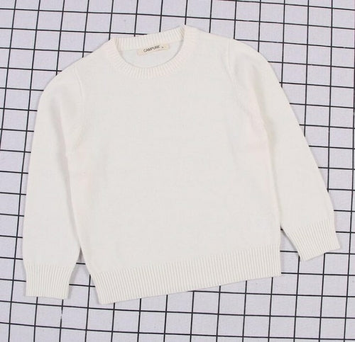 New Baby Boys Girls Sweater Kids Pullover Solid Color Cotton