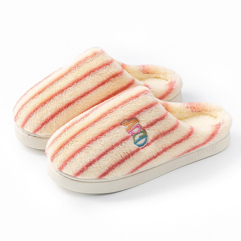 Colorful Vertical Terms Plush Soft Cotton Slippers
