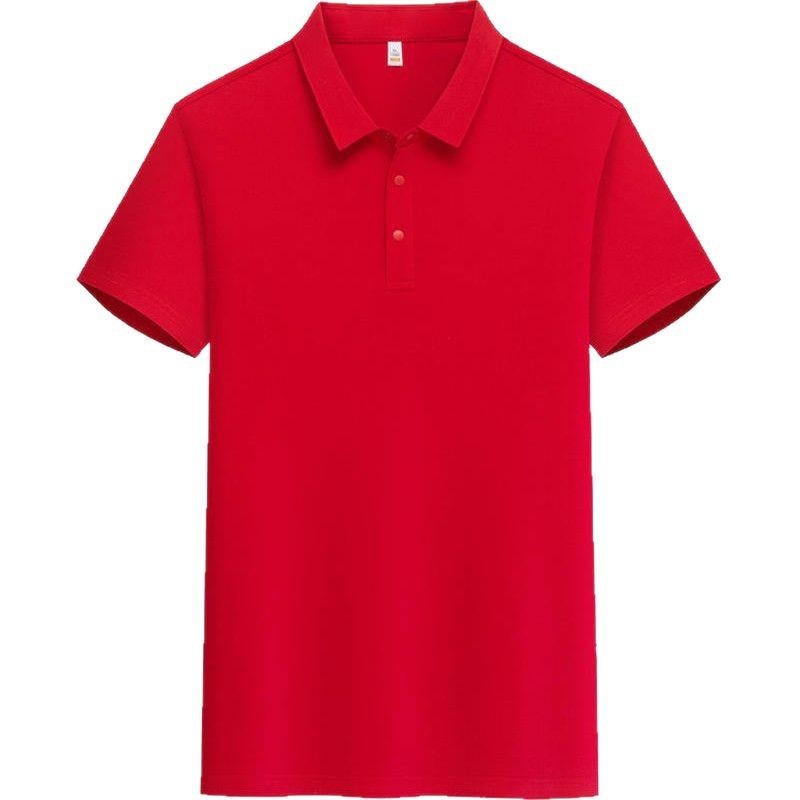 Male Solid Color Lapel Short-sleeved Advertising T-shirt