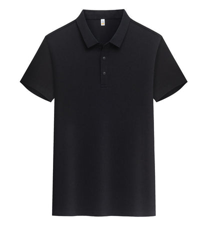 Male Solid Color Lapel Short-sleeved Advertising T-shirt