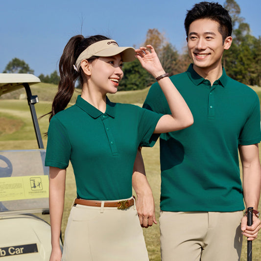 Male Solid Color Lapel Short-sleeved Advertising T-shirt