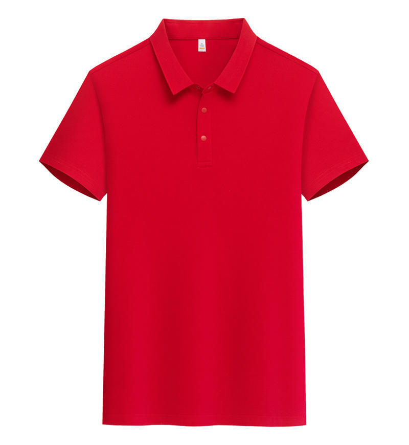 Male Solid Color Lapel Short-sleeved Advertising T-shirt
