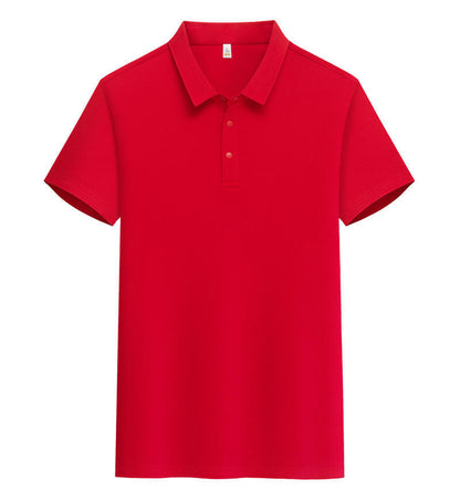 Male Solid Color Lapel Short-sleeved Advertising T-shirt