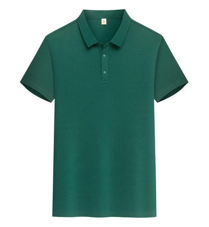 Male Solid Color Lapel Short-sleeved Advertising T-shirt