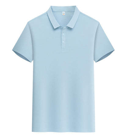 Male Solid Color Lapel Short-sleeved Advertising T-shirt