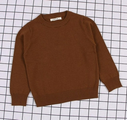 New  Baby Boys Girls Sweater Kids Pullover Solid Color Cotton