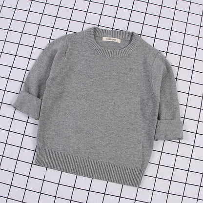 New  Baby Boys Girls Sweater Kids Pullover Solid Color Cotton