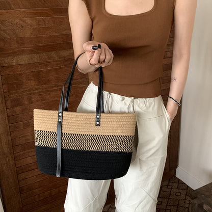 Hand Woven Vegetable Basket Versatile Beach Bag