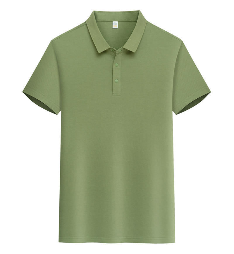Male Solid Color Lapel Short-sleeved Advertising T-shirt
