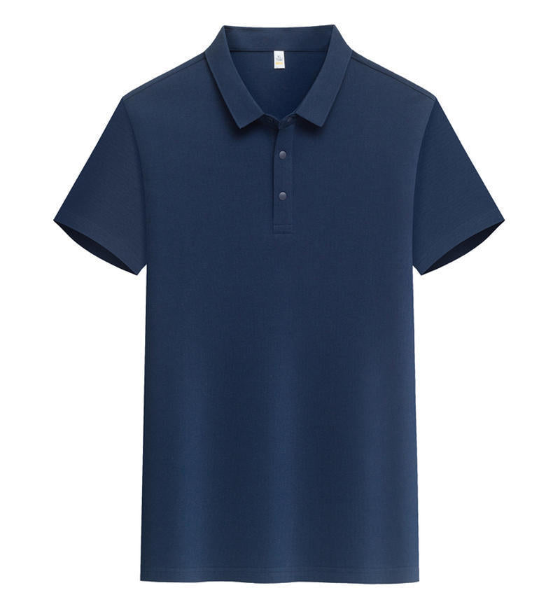 Male Solid Color Lapel Short-sleeved Advertising T-shirt