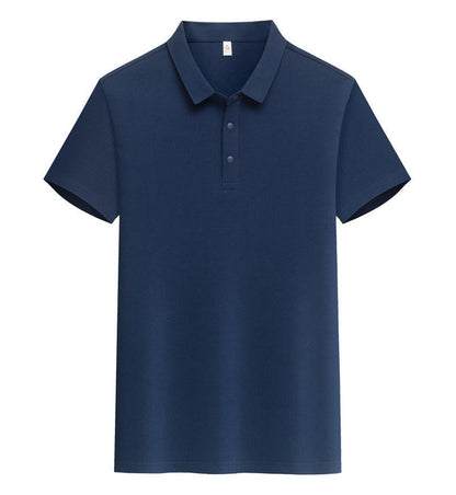 Male Solid Color Lapel Short-sleeved Advertising T-shirt