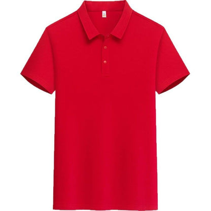 Male Solid Color Lapel Short-sleeved Advertising T-shirt